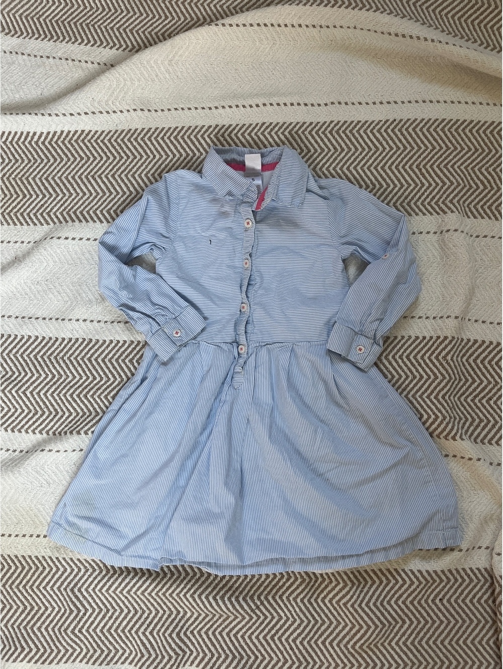 Girls Light Blue Cotton Shirt Dress Size 5